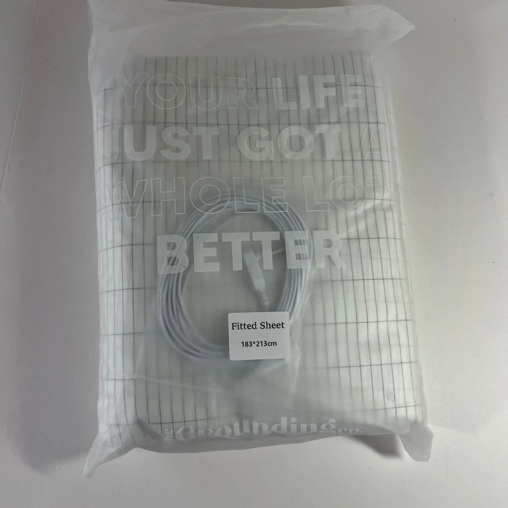 The Grounding Co White California King Grounding Fitted Sheet Grid NIP